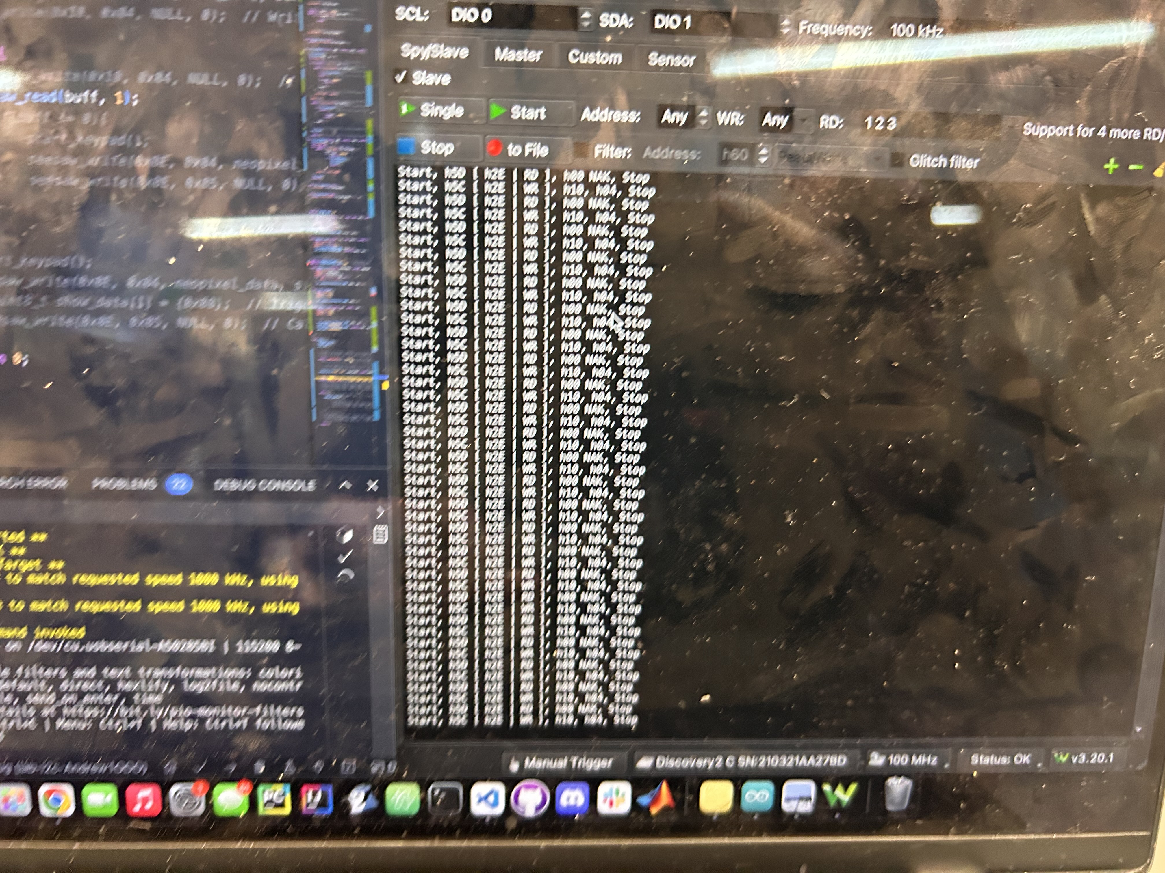 Captured I²C waveform showing the hidden init sequence
